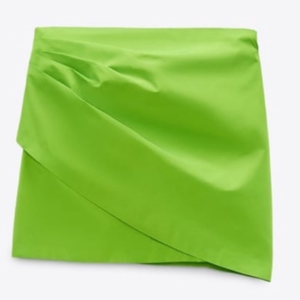 Zara Limited Edition Draped Mini Skirt Join Life Collection Neon Green Size XS - Picture 3 of 8